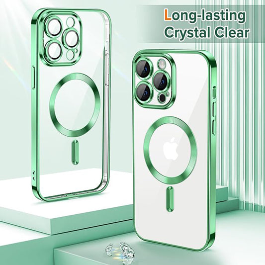 MagSafe Case for Apple iPhone 14 Pro, Techsuit, Luxury Crystal, Light Green