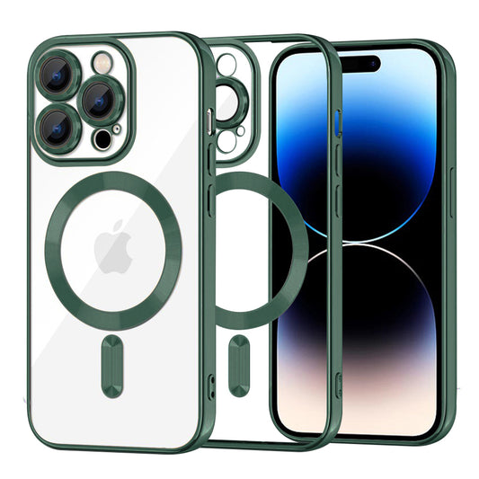 MagSafe Case for Apple iPhone 14 Pro, Techsuit, Luxury Crystal, Dark Green