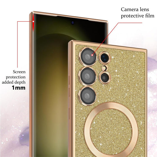 MagSafe Case for Apple iPhone 14 Pro, Techsuit, Luxury Glitter, Dark Green