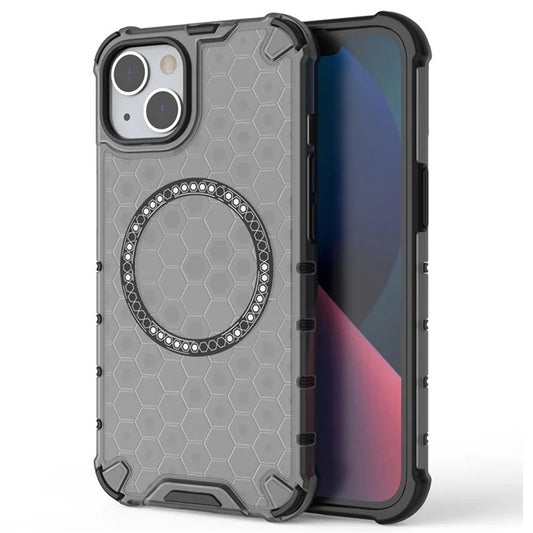 MagSafe Case for Apple iPhone 14, Techsuit, HoneyComb Shield, Black