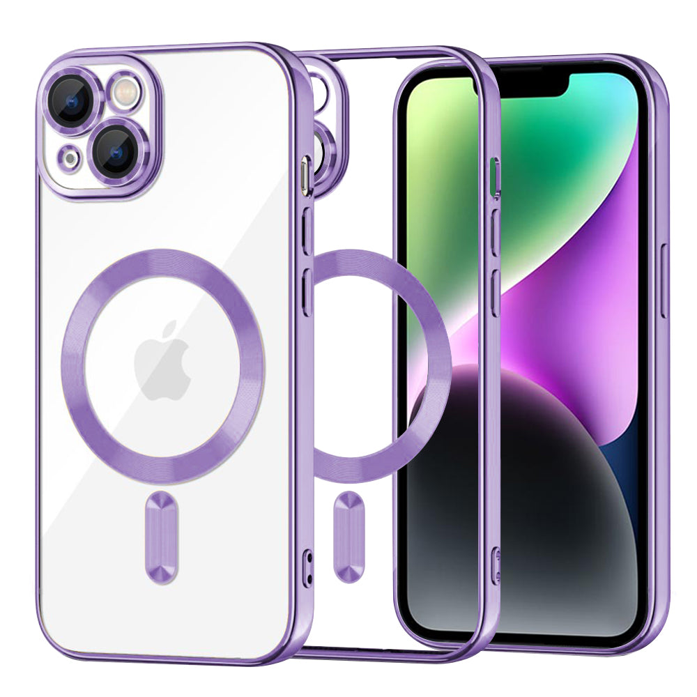 Θήκη MagSafe για Apple iPhone 14, Techsuit, Luxury Crystal, Ανοιχτό Μωβ