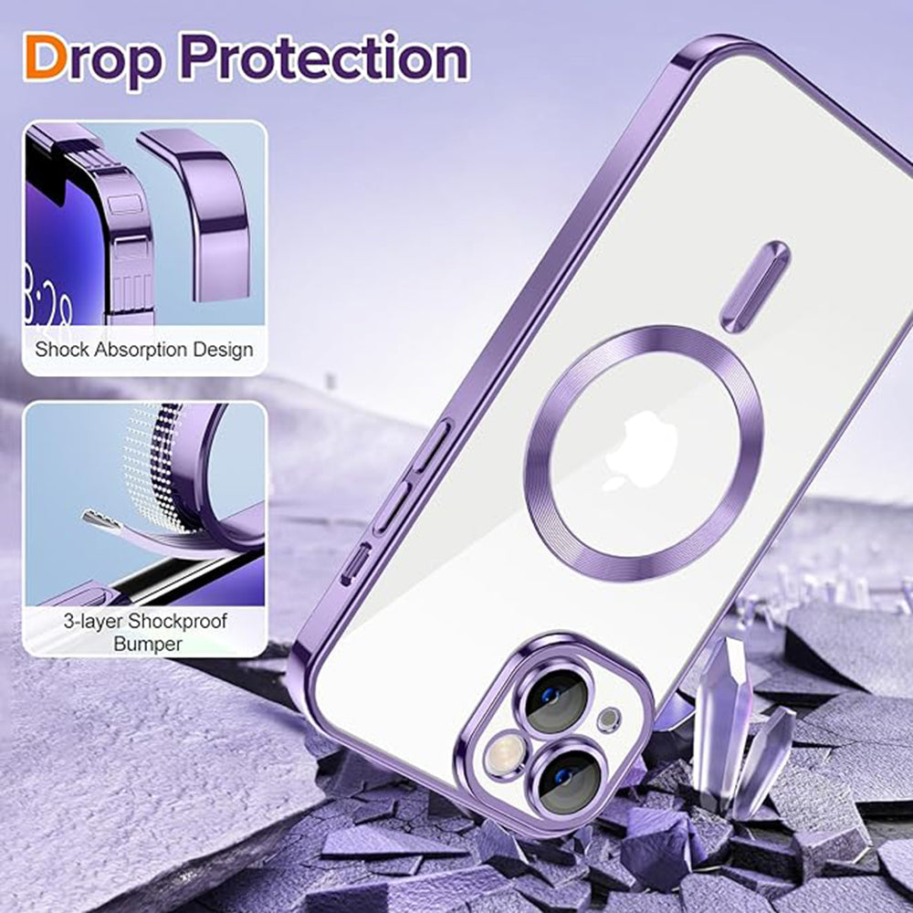 Θήκη MagSafe για Apple iPhone 14, Techsuit, Luxury Crystal, Ανοιχτό Μωβ