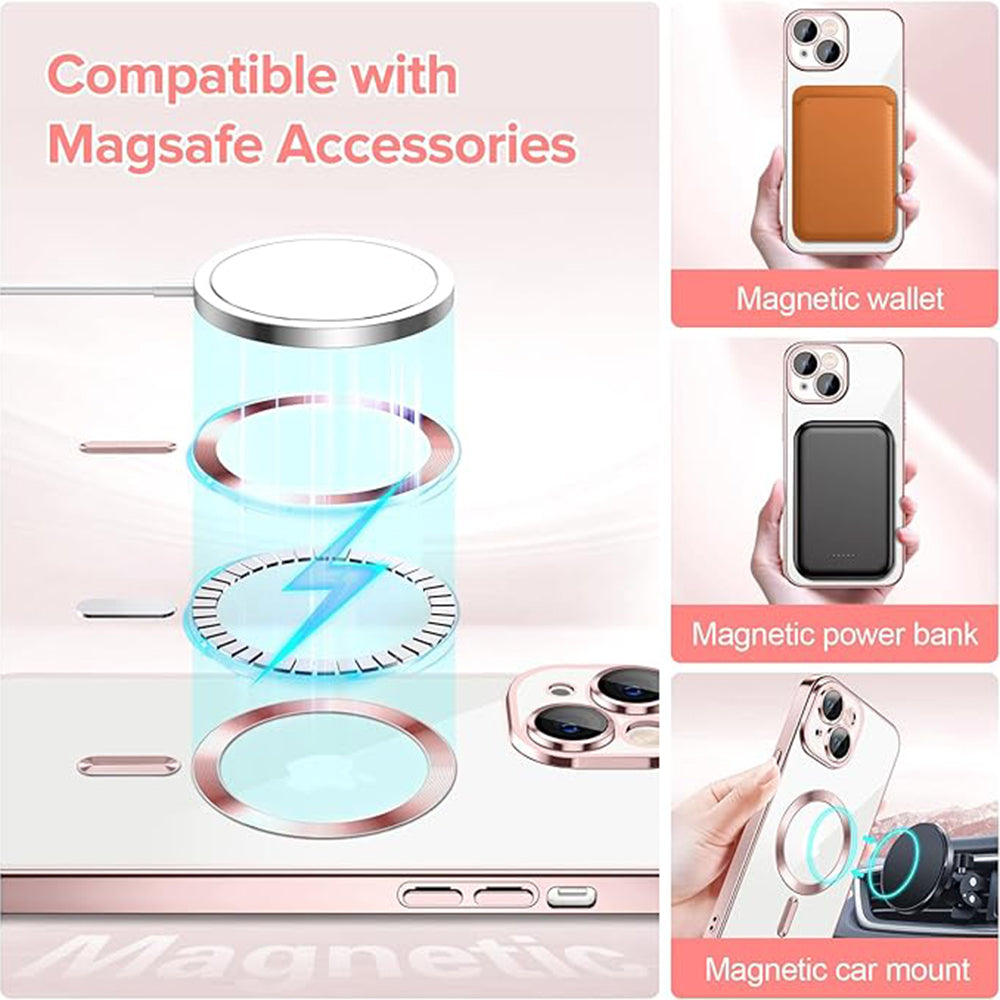 Θήκη MagSafe για Apple iPhone 14, Techsuit, Luxury Crystal, Ροζ