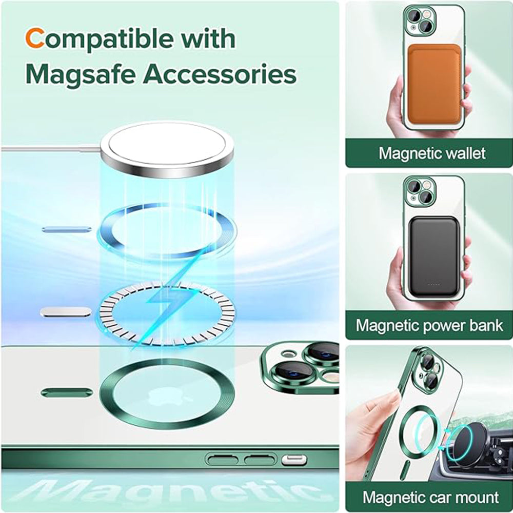 Θήκη MagSafe για Apple iPhone 14, Techsuit, Luxury Crystal, Σκούρο Πράσινο