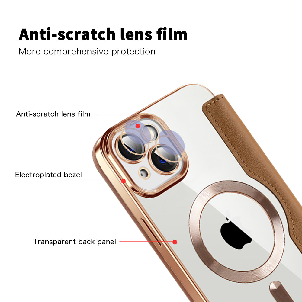 Θήκη MagSafe για Apple iPhone 14, Techsuit, SmartMag Book, Καφέ
