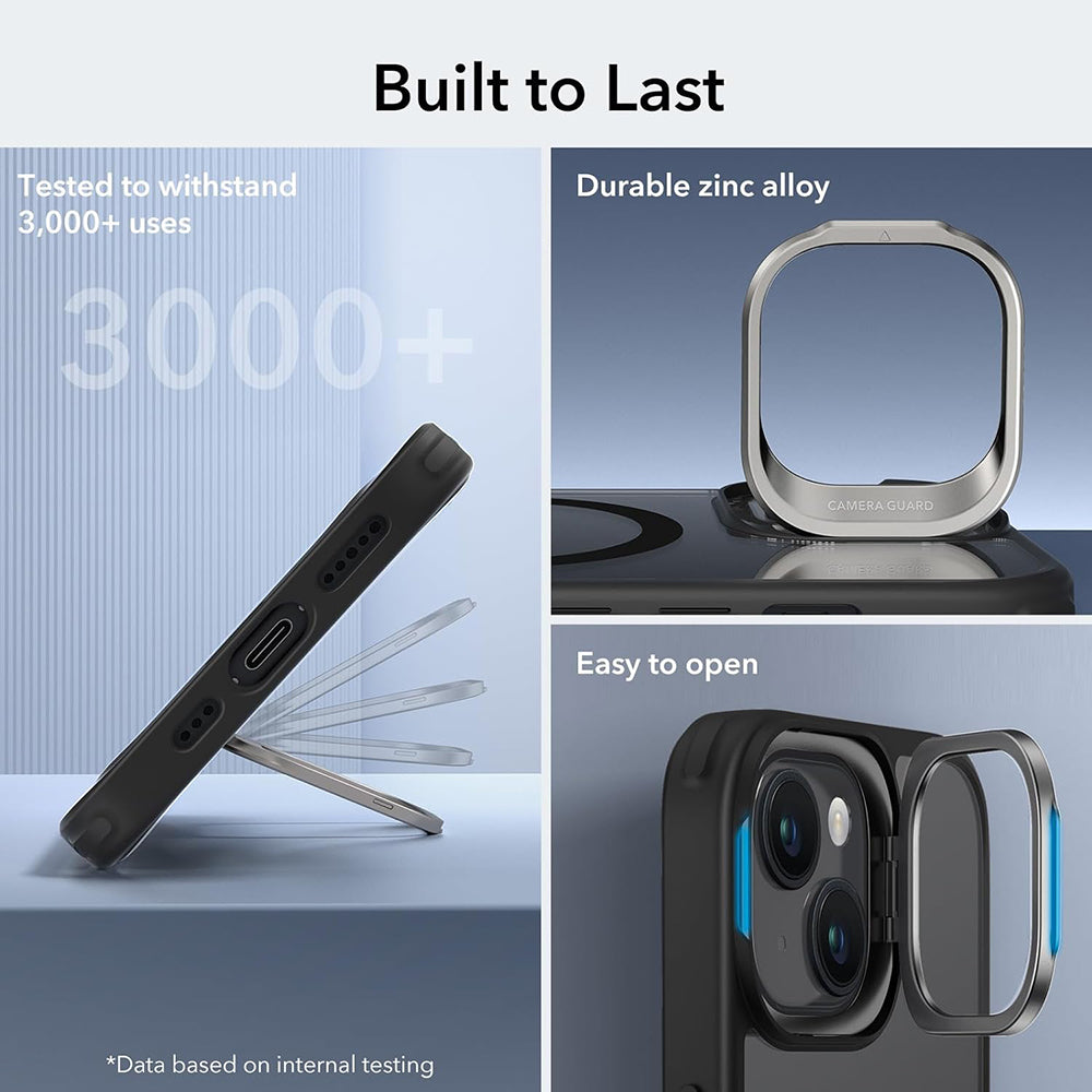 MagSafe Case for Apple iPhone 15, ESR, Classic Hybrid Kickstand, Transparent Black