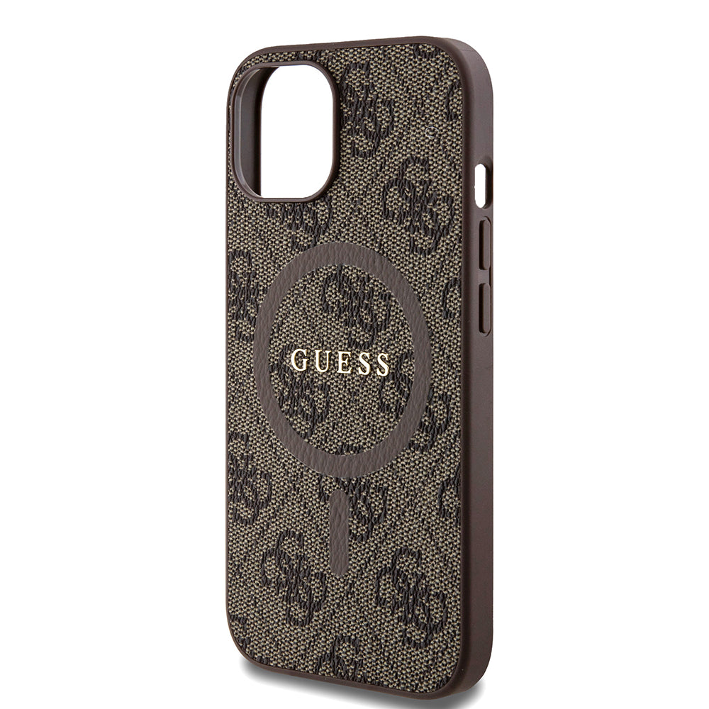 Θήκη MagSafe για Apple iPhone 15, Guess, 4G Collection, Καφέ