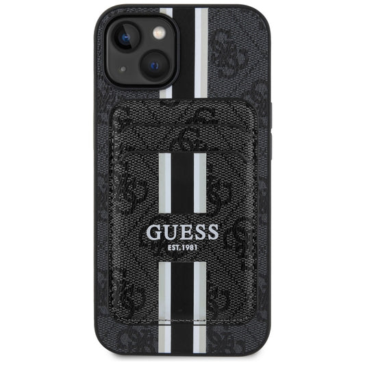 Θήκη MagSafe για Apple iPhone 15, Guess, Cardslot 4G Stripes, Μαύρη