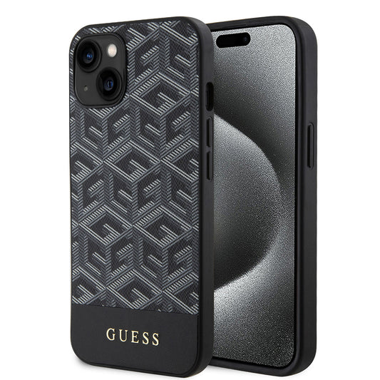 Θήκη MagSafe για Apple iPhone 15, Guess, GCube Stripes, Μαύρη