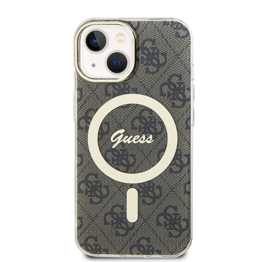 Θήκη MagSafe για Apple iPhone 15, Guess, IML 4G, Καφέ
