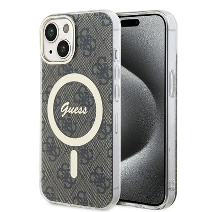 Θήκη MagSafe για Apple iPhone 15, Guess, IML 4G, Καφέ