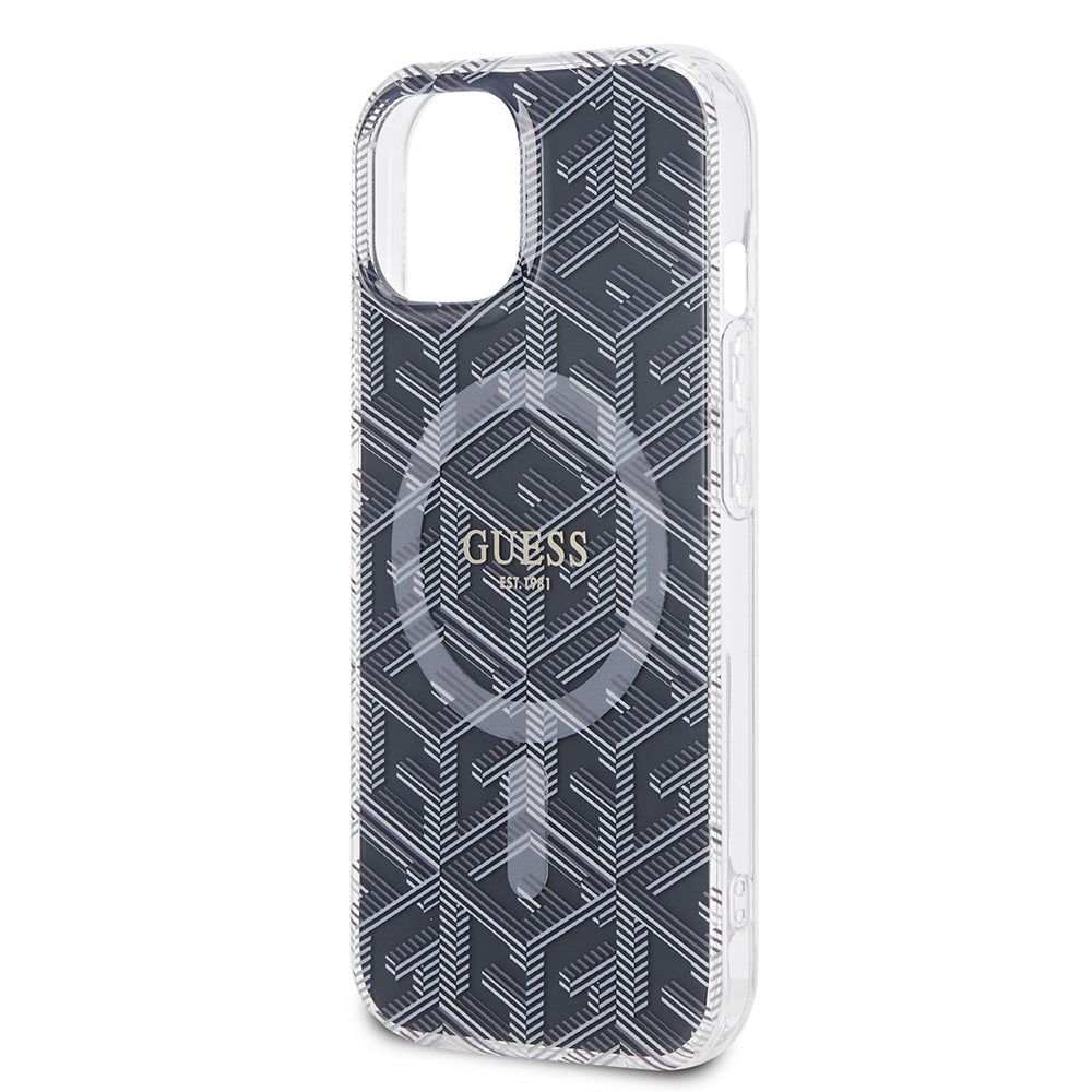 Θήκη MagSafe για Apple iPhone 15, Guess, IML Gcube, Μαύρη