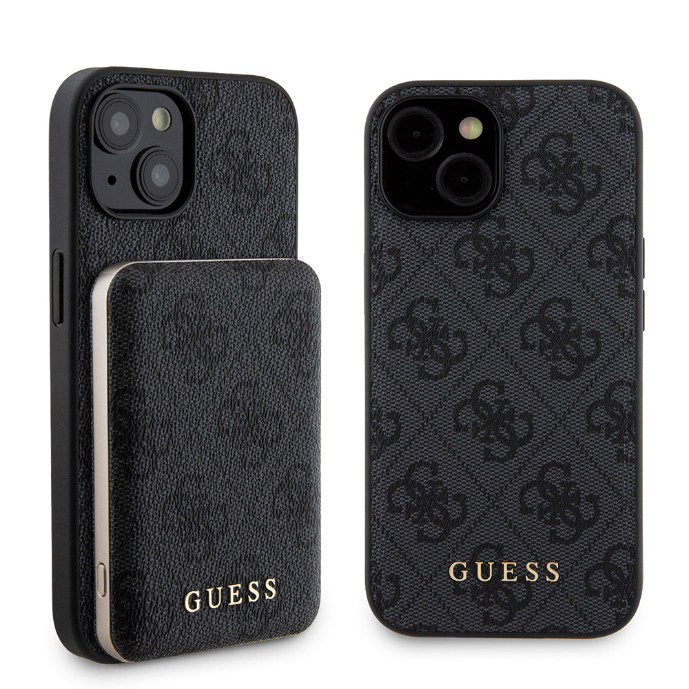Θήκη MagSafe για Apple iPhone 15, Guess, Powerbank 4G Metal Logo, Μαύρη