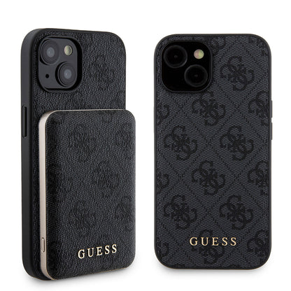 Θήκη MagSafe για Apple iPhone 15, Guess, Powerbank 4G Metal Logo, Μαύρη