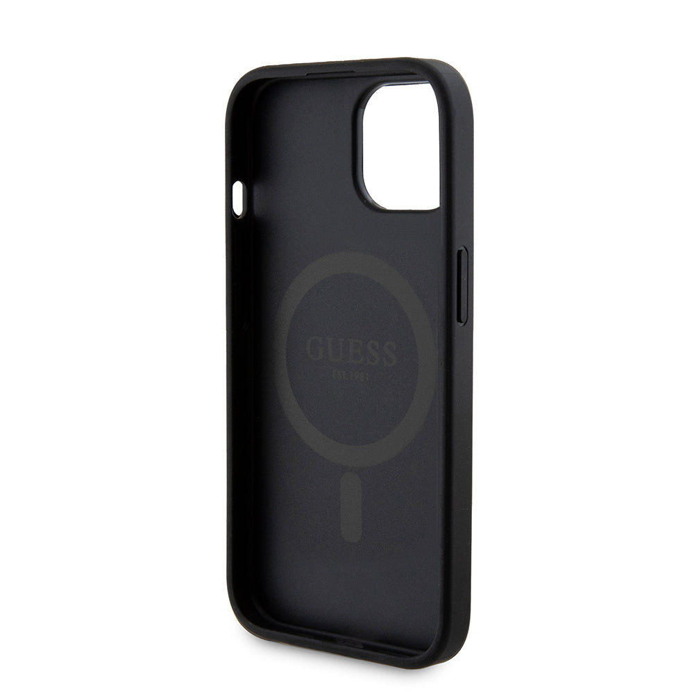Θήκη MagSafe για Apple iPhone 15, Guess, Powerbank 4G Metal Logo, Μαύρη