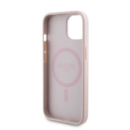 Θήκη MagSafe για Apple iPhone 15, Guess, Powerbank 4G Metal Logo, Ροζ
