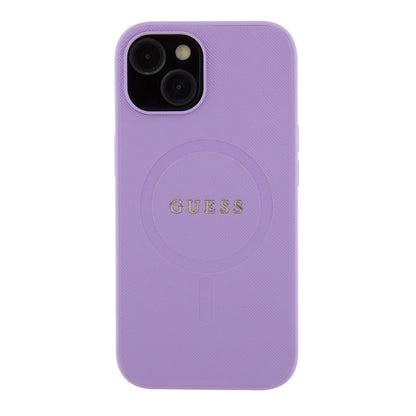 MagSafe Case for Apple iPhone 15, Guess, Saffiano, Purple