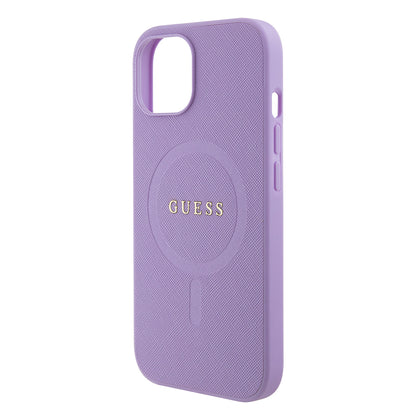 MagSafe Case for Apple iPhone 15, Guess, Saffiano, Purple
