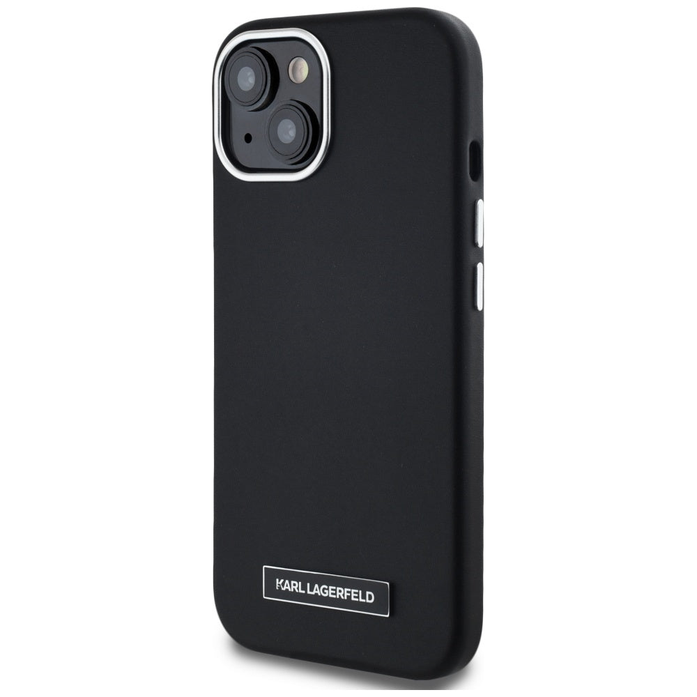 Θήκη MagSafe για Apple iPhone 15, Karl Lagerfeld, FW Metal Plate, Μαύρη