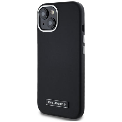 Θήκη MagSafe για Apple iPhone 15, Karl Lagerfeld, FW Metal Plate, Μαύρη
