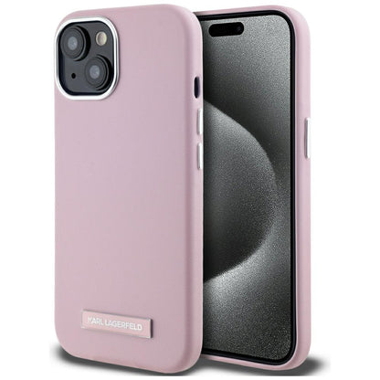 Θήκη MagSafe για Apple iPhone 15, Karl Lagerfeld, FW Metal Plate, Ροζ