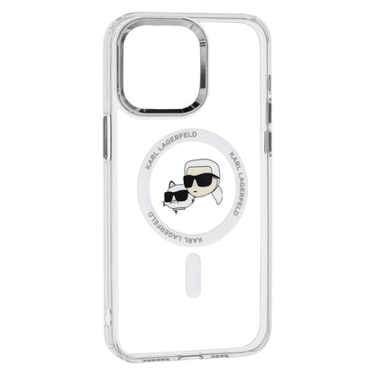 Θήκη MagSafe για Apple iPhone 15, Karl Lagerfeld, IML Metal Karl & Choupette's Heads, Διάφανη