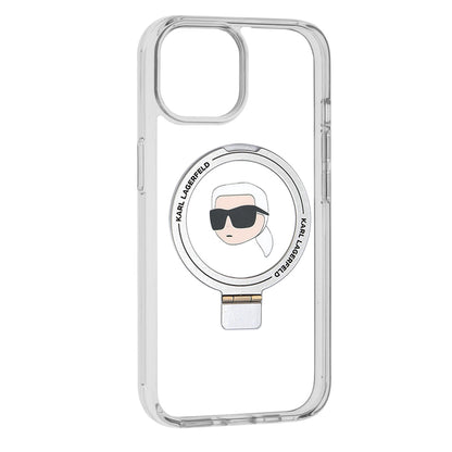 Θήκη MagSafe για Apple iPhone 15, Karl Lagerfeld, Ring Stand Karl's Head, Λευκή