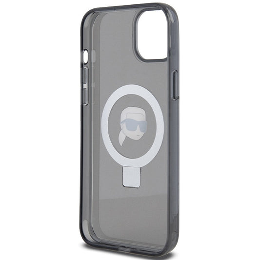 Θήκη MagSafe για Apple iPhone 15, Karl Lagerfeld, Ring Stand Karl's Head, Μαύρη