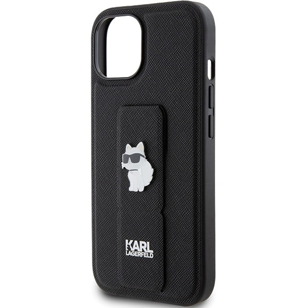 Θήκη MagSafe για Apple iPhone 15, Karl Lagerfeld, Saffiano Gripstand Choupette, Μαύρη