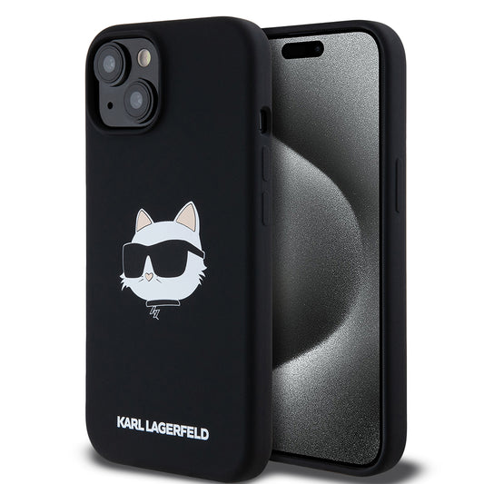 Θήκη MagSafe για Apple iPhone 15, Karl Lagerfeld, Σιλικόνη Choupette's Head, Μαύρη