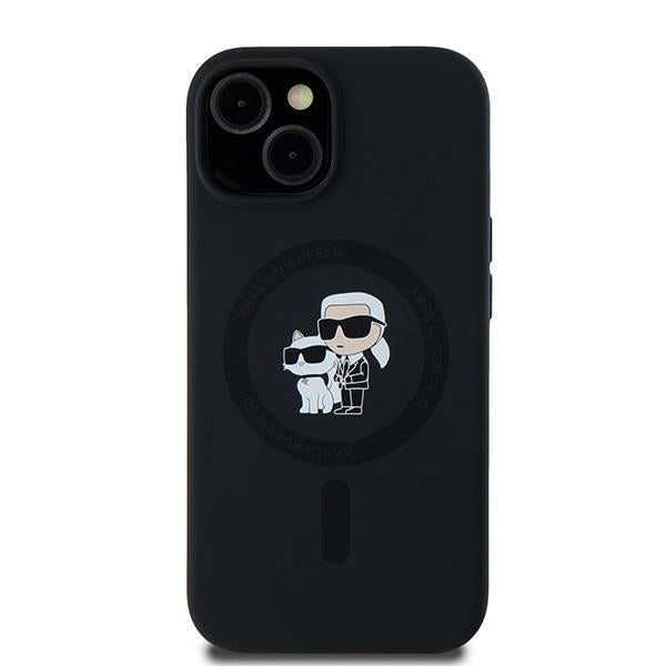 Θήκη MagSafe για Apple iPhone 15, Karl Lagerfeld, Σιλικόνη Karl & Choupette, Μαύρη