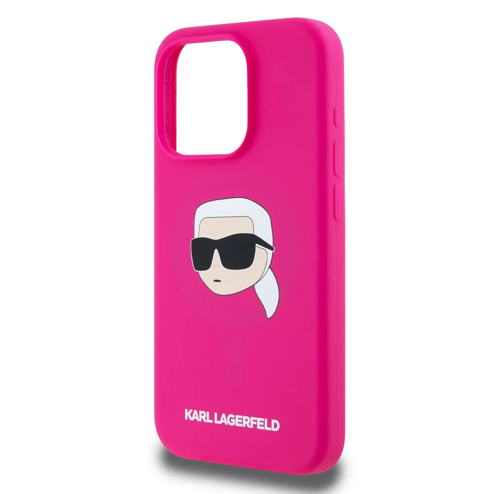 Θήκη MagSafe για Apple iPhone 15, Karl Lagerfeld, Σιλικόνη Karl's Head, Φούξια