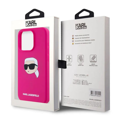 Θήκη MagSafe για Apple iPhone 15, Karl Lagerfeld, Σιλικόνη Karl's Head, Φούξια