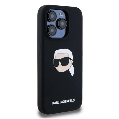 Θήκη MagSafe για Apple iPhone 15, Karl Lagerfeld, Silicone Karl's Head, Μαύρη