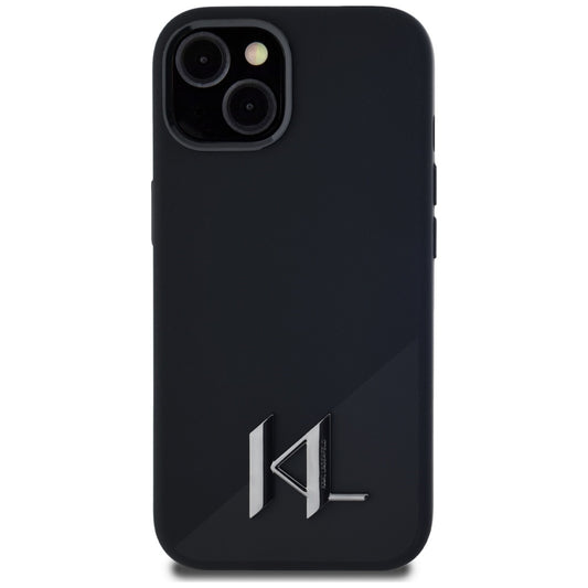 Θήκη MagSafe για Apple iPhone 15, Karl Lagerfeld, Silicone Shadow Metal Initial, Μαύρη