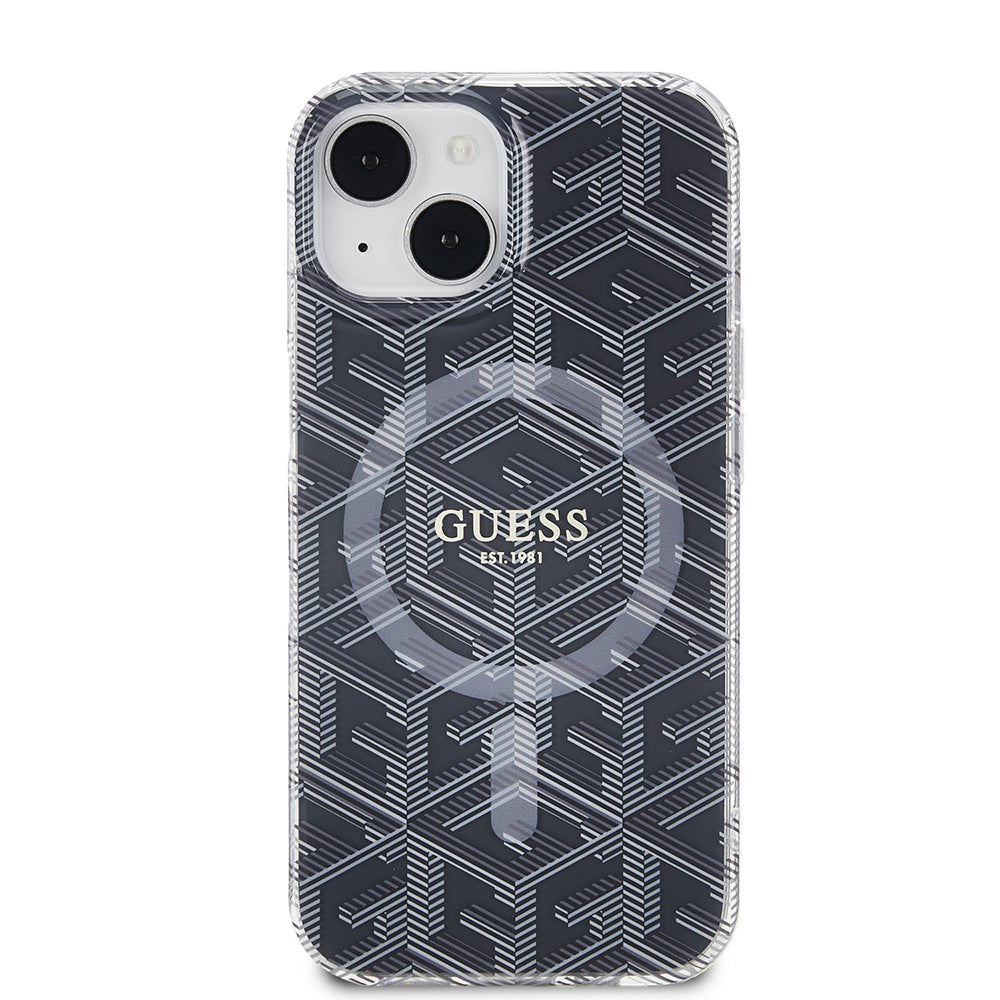 Θήκη MagSafe για Apple iPhone 15 Plus, Guess, IML Gcube, Μαύρη