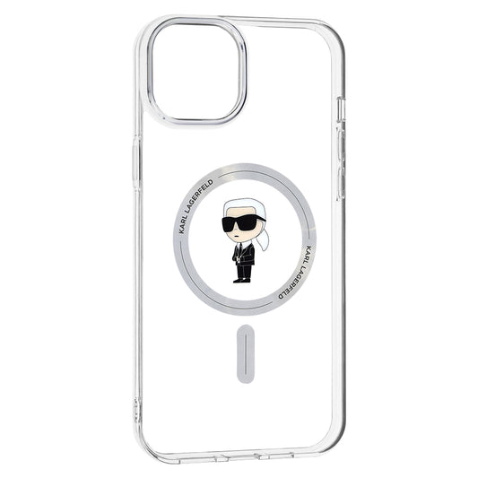MagSafe Case for Apple iPhone 15 Plus, Karl Lagerfeld, IML Ikonik Karl, Transparent