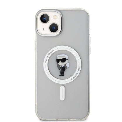 MagSafe Case for Apple iPhone 15 Plus, Karl Lagerfeld, IML Ikonik Karl, Transparent