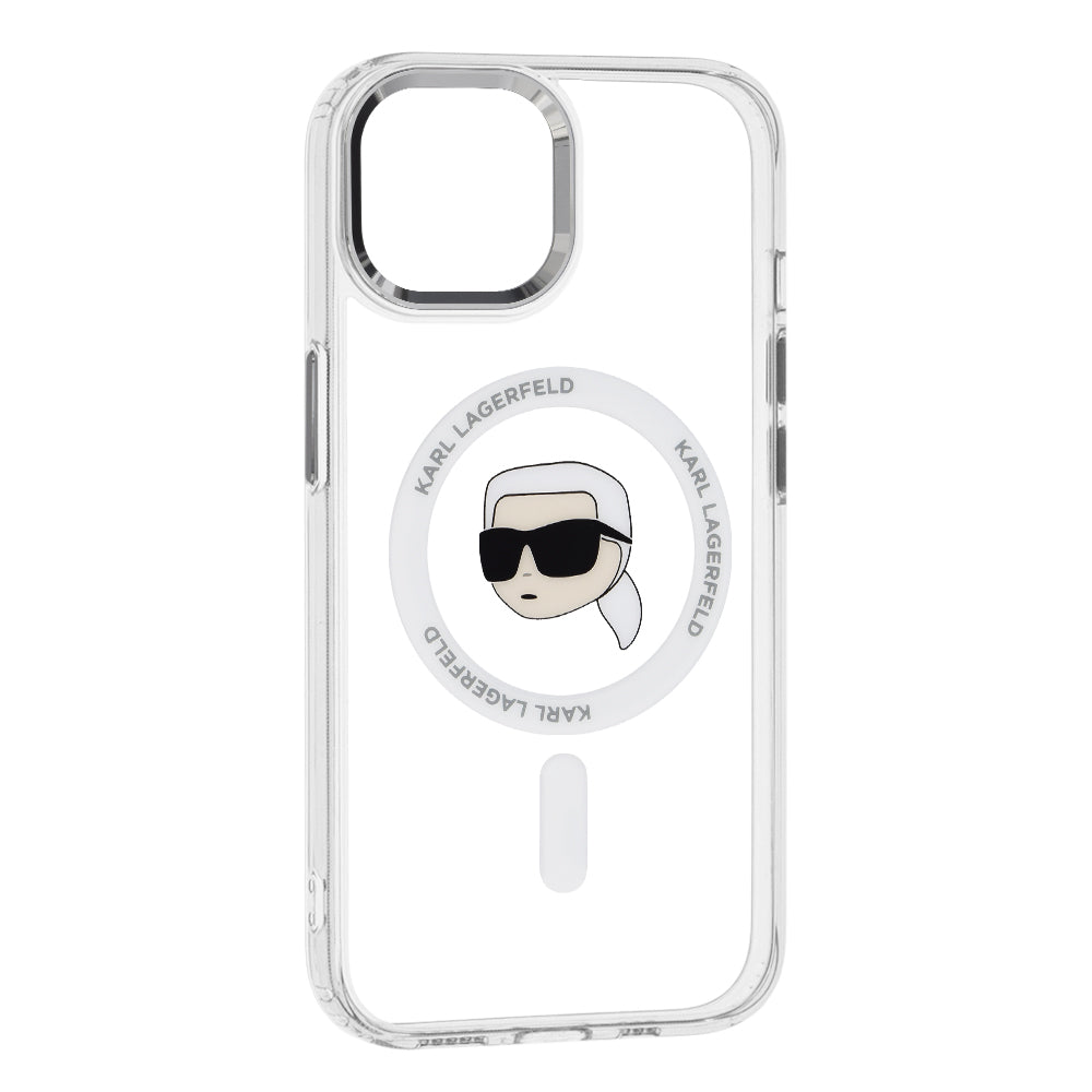 Θήκη MagSafe για Apple iPhone 15 Plus, Karl Lagerfeld, IML Metal Karl's Head, Λευκή