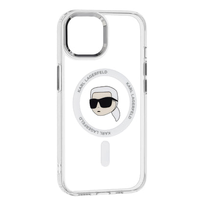 Θήκη MagSafe για Apple iPhone 15 Plus, Karl Lagerfeld, IML Metal Karl's Head, Λευκή