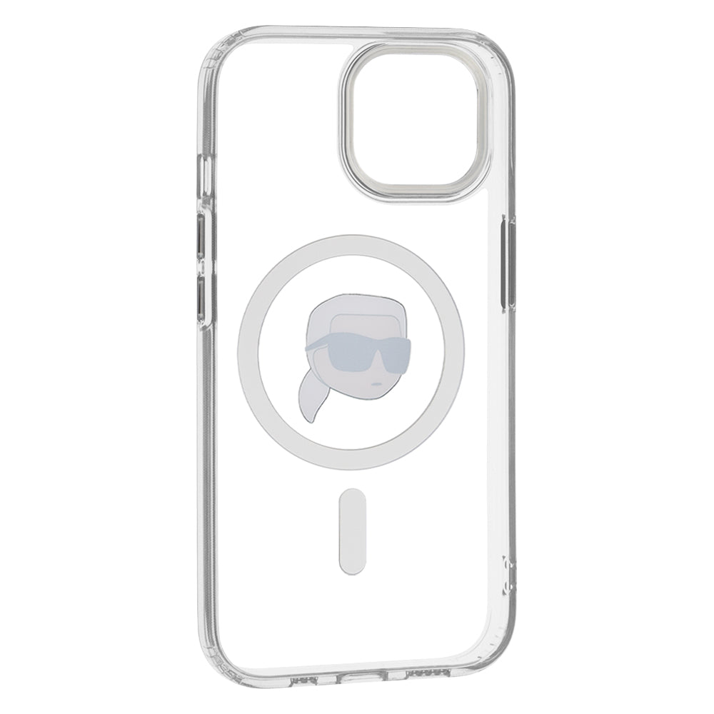 Θήκη MagSafe για Apple iPhone 15 Plus, Karl Lagerfeld, IML Metal Karl's Head, Λευκή