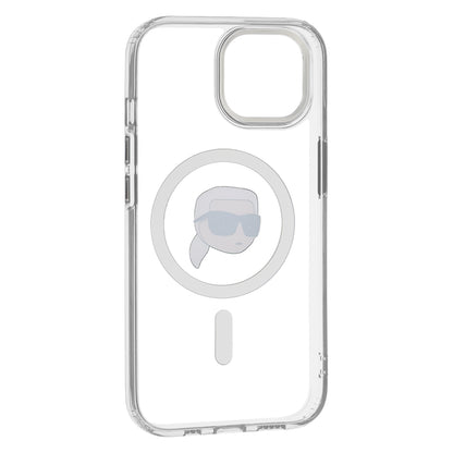 Θήκη MagSafe για Apple iPhone 15 Plus, Karl Lagerfeld, IML Metal Karl's Head, Λευκή