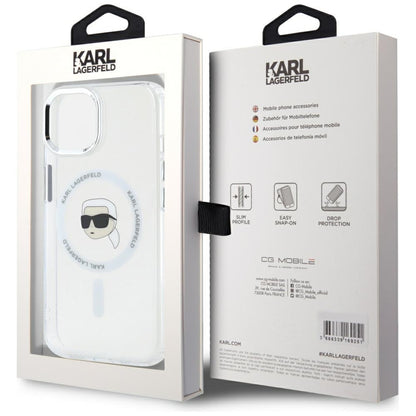 Θήκη MagSafe για Apple iPhone 15 Plus, Karl Lagerfeld, IML Metal Karl's Head, Λευκή