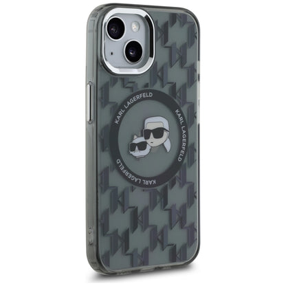 Θήκη MagSafe για Apple iPhone 15 Plus, Karl Lagerfeld, IML Monogram Karl & Choupette's Heads, Μαύρη