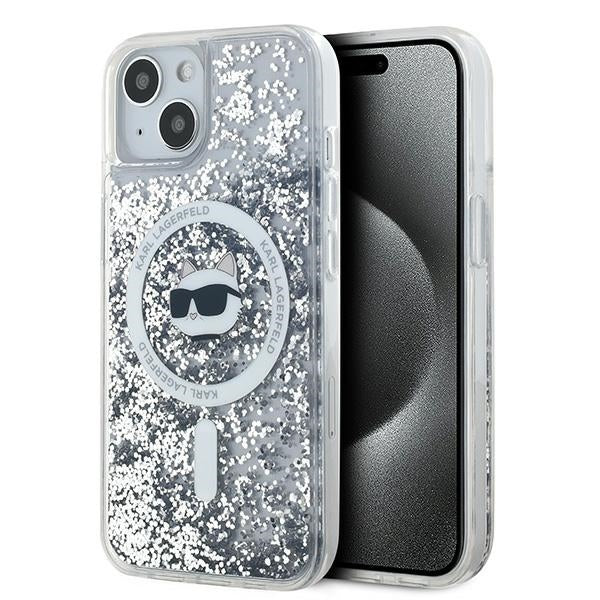 Θήκη MagSafe για Apple iPhone 15 Plus, Karl Lagerfeld, Liquid Glitter Choupette's Head, Διάφανη