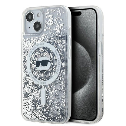 Θήκη MagSafe για Apple iPhone 15 Plus, Karl Lagerfeld, Liquid Glitter Choupette's Head, Διάφανη