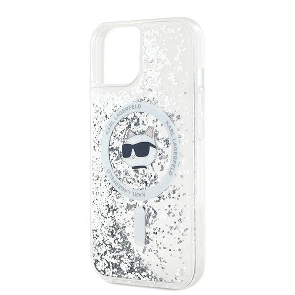 Θήκη MagSafe για Apple iPhone 15 Plus, Karl Lagerfeld, Liquid Glitter Choupette's Head, Διάφανη