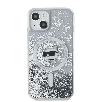Θήκη MagSafe για Apple iPhone 15 Plus, Karl Lagerfeld, Liquid Glitter Choupette's Head, Διάφανη