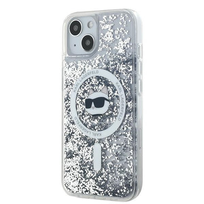 Θήκη MagSafe για Apple iPhone 15 Plus, Karl Lagerfeld, Liquid Glitter Choupette's Head, Διάφανη