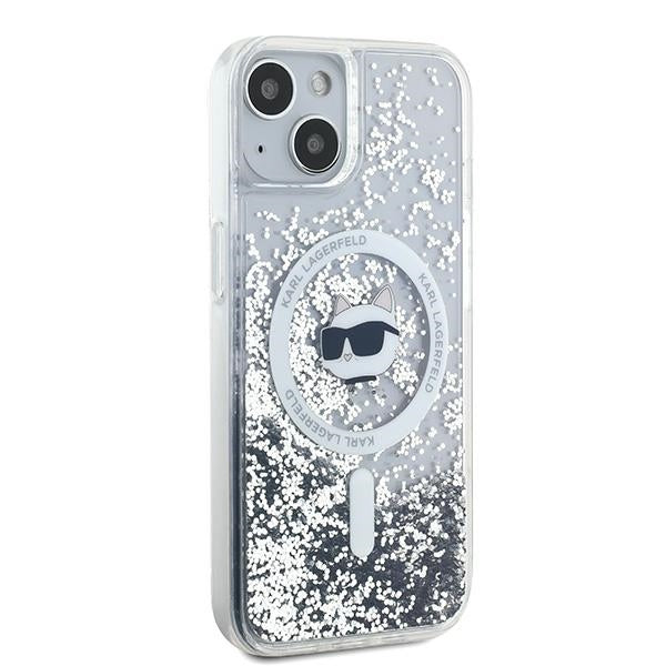 Θήκη MagSafe για Apple iPhone 15 Plus, Karl Lagerfeld, Liquid Glitter Choupette's Head, Διάφανη
